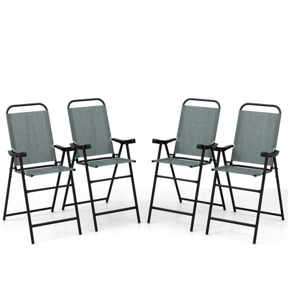 Spaco Patio Folding Bar Stool Set of 4, Portable and Foldable Bar Stool with Metal Frame and Footrest, Bar Stool for Outdoor as Garden, Patio, Blue