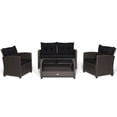 thumbnail image 1 of Spaco Patio Furniture 4 Pieces Patio Rattan Furniture Set, Outdoor Wicker Rattan Chairs Garden Backyard Balcony Porch Poolside loveseat with Tempered Glass Coffee Table-Black, 1 of 8