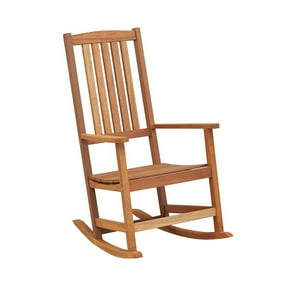 Spaco Patio Rocking Chair Ergonomic High-Back Outdoor Rocker with Smooth Rocking Base, Chaise Lounge Chair with Weather Resistant Steel Frame for Porch Garden Outside, Brown