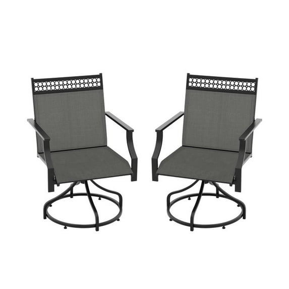 Spaco Patio Swivel Dining Chairs Set of 2, Dining Chair with Heavy-duty Metal Frame and Armrests, Patio Swivel Chairs, Gray