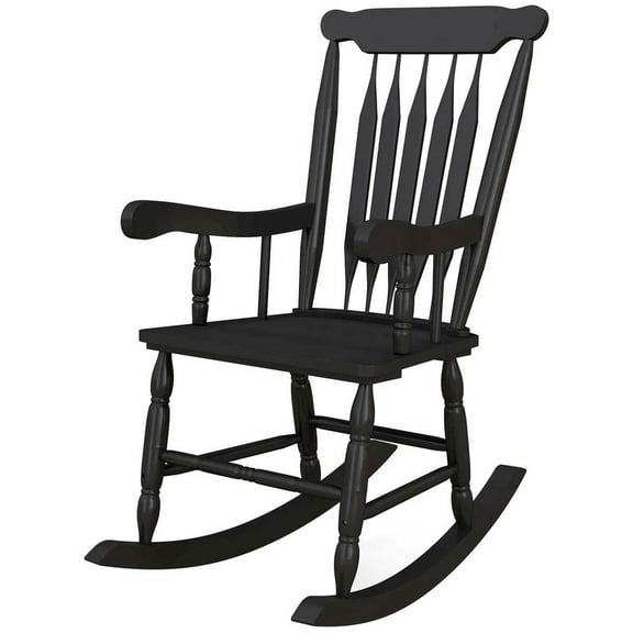Spaco Porch Rocker Chair, 350 lbs. Wooden Rocking Chair with High Back for Outdoor, Black