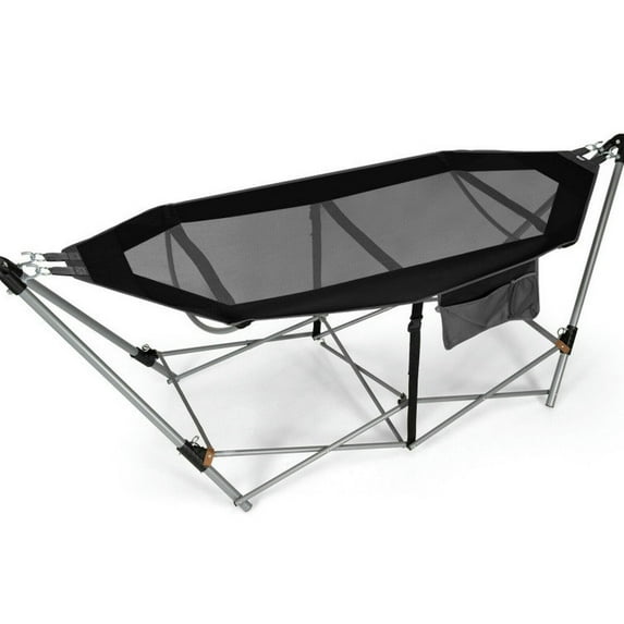 Spaco Portable Folding Hammock with Hammock Stand, Comfortable Hammock Bed, Black