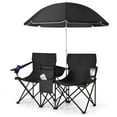 thumbnail image 1 of Spaco Portable Folding Picnic Double Chair With Umbrella-Black，Double Folding Camping Chair W/Umbrella Fold Up Table Beverage Holder Carrying Bag Cooler for Patio Pool Park Outdoor Beach, 1 of 8