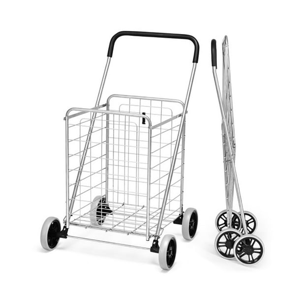Spaco Portable Folding Shopping Cart Utility for Grocery LaundrySilver