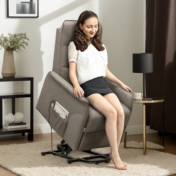 Spaco Power Lift Chair with Side Pockets, Fabric Recliner Sofa with Remote Control for Indoor as Living Room, Bedroom, Coffee