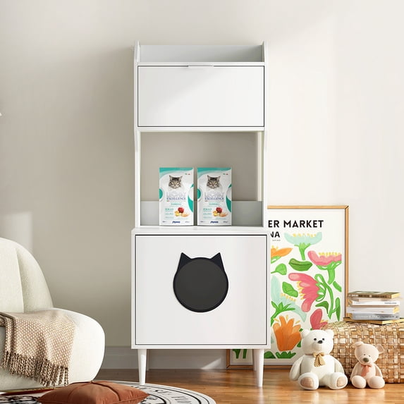 Spaco Private Cat Space, Litter Box Furniture, Potted Plant Shelf, 20.5x21.3x53in