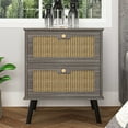 Spaco Rattan Night stand with Drawers, Bedroom Nightstand Bedside Table