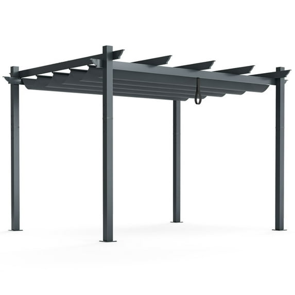 Spaco Retractable Pergola Canopy for 10' X 12' Pergola, Sun-Protection and Durable Pergola Replacement Canopy for Backyard, Deck, Garden, Patio, Outdoor, Gray