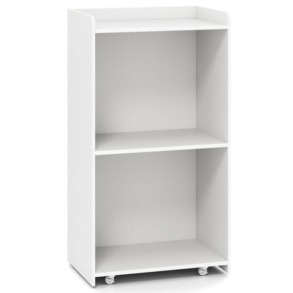 Spaco Rolling Podium Stand with 2 Shelves and Lockable Wheels, Cabinet, White