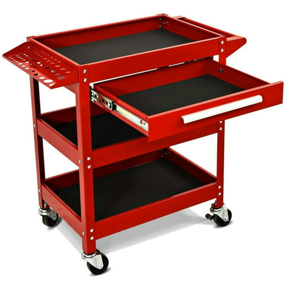 Spaco Rolling Tool Cart Mechanic Cabinet Storage ToolBox Organizer with Drawer-Red