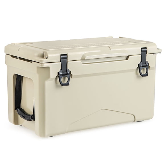 Spaco Rotomolded Cooler with Integrated Cup Holders and Bottle Opener-Tan