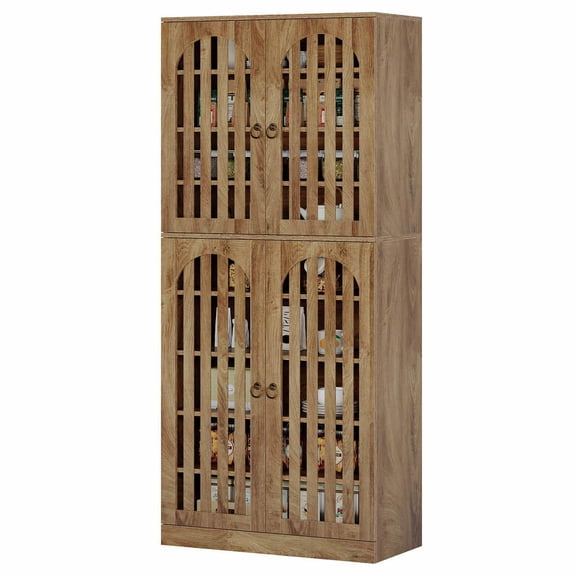 Spaco Rustic Wooden Double-Door Storage Cabinet, Rustic Wood Kitchen Pantry with Sturdy Construction, Brown