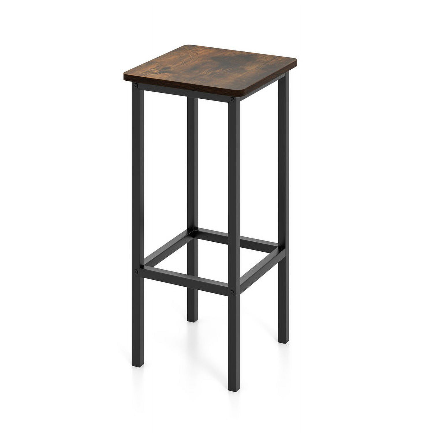 Spaco Set of 4 Bar Stool Set 26 Inch Bar Chair with Metal Legs and Footrest-Rustic Brown, Bar Height Stools, Counter Height Bar Stools for Kitchen, Dining Room