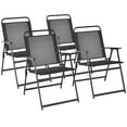 thumbnail image 1 of Spaco Set of 4 Outdoor Folding Chairs with Armrests and Backrests, Foldable Chairs with Heavy-Duty Metal Frame, Portable Chairs with Breathable Seat for Outdoor, Black, 1 of 6