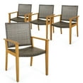 thumbnail image 1 of Spaco Set of 4 Outdoor Rattan Chair with Sturdy Acacia Wood Frame, 4 Pieces Cozy and Sturdy Chairs with Adjustable Footpads, Rattan Chair for Outdoor as Garden, Patio, Brown, 1 of 6