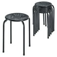 thumbnail image 1 of Spaco Set of 6 Stackable Multifunctional Daisy Design Backless Round Metal Stool Set-Black, Bar Height Stools, Counter Height Bar Stools for Kitchen, Dining Room, 1 of 10