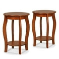thumbnail image 1 of Spaco Set of 2 15 Inch 2-Tier Round End Table with Storage Shelf-Walnut, Nightstand Small Side Table, End Table for Bedroom Living Room, 1 of 3