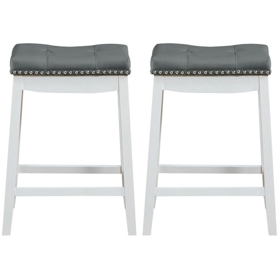 Spaco Set of 2 24-Inch Height Backless Counter Stool with Footrest-White, Bar Height Stools, Counter Height Bar Stools for Kitchen, Dining Room