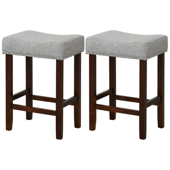 Spaco Set of 2 25 Inch Bar Stool with Curved Seat Cushions-Gray, Bar Height Stools, Counter Height Bar Stools for Kitchen, Dining Room