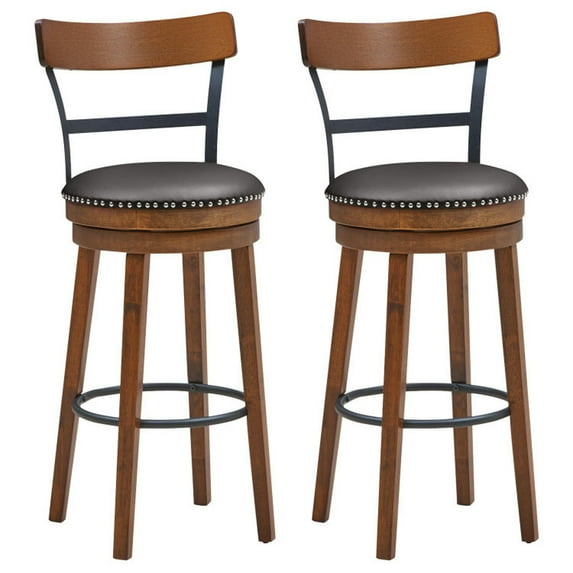 Spaco Set of 2 30.5 Inch Swivel Pub Height Bar Stool, Bar Height Stools, Counter Height Bar Stools for Kitchen, Dining Room