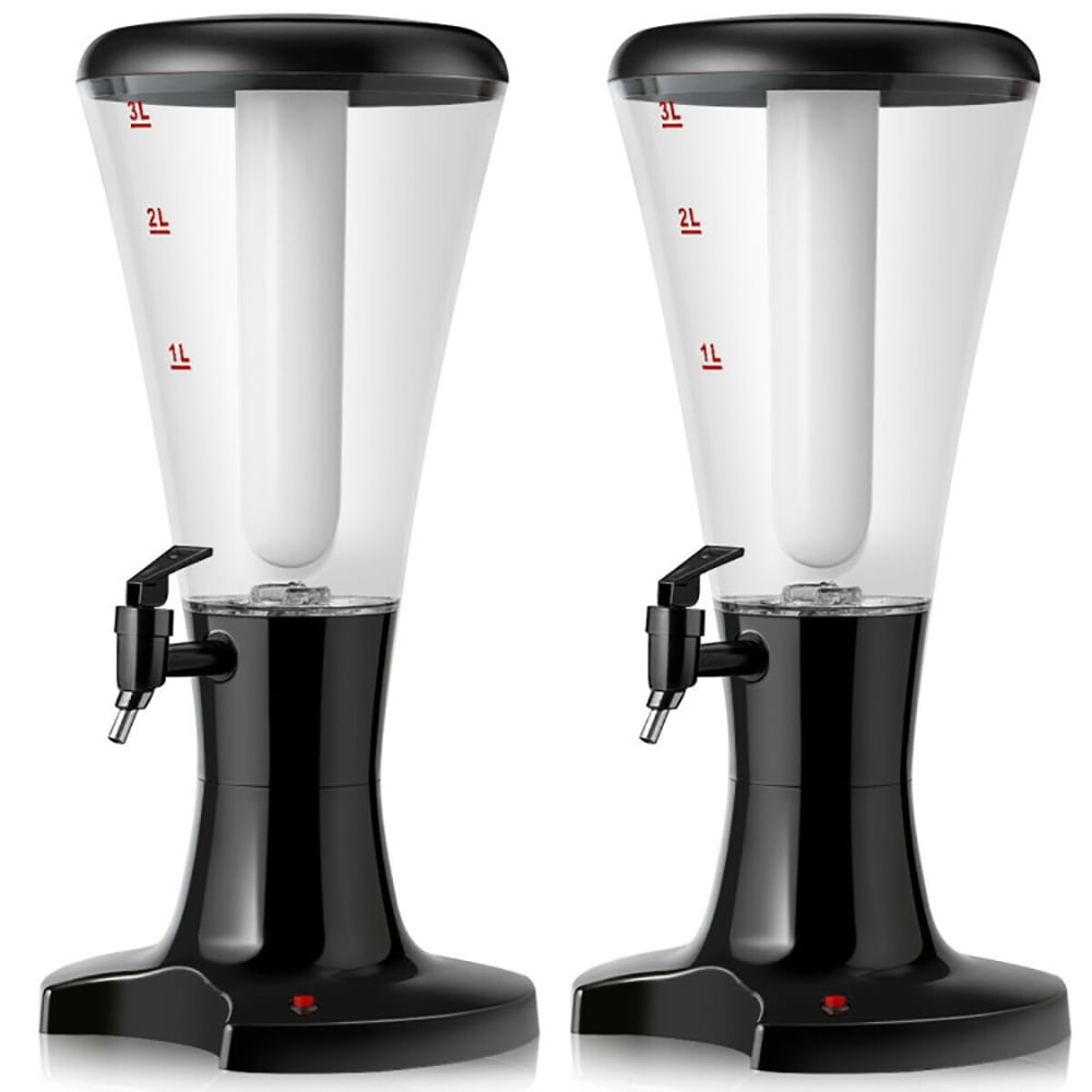 Spaco Set of 2 3L Draft Beer Tower Dispenser with LED Lights, Easy to Clean, Liquor Alcohol Drink Dispenser for Parties Home Bar Use