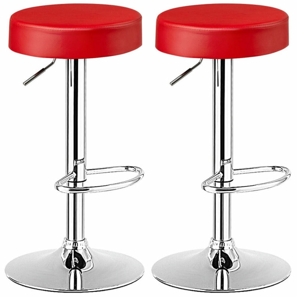 Spaco Set of 2 Adjustable Swivel Round Bar Stool Pub Chairs-Red, Bar Height Stools, Counter Height Bar Stools for Kitchen, Dining Room Spaco Set of 2 Adjustable Swivel Round Bar Stool Pub Chairs-Red, Bar Height Stools, Counter Height Bar Stools for Kitchen, Dining Room