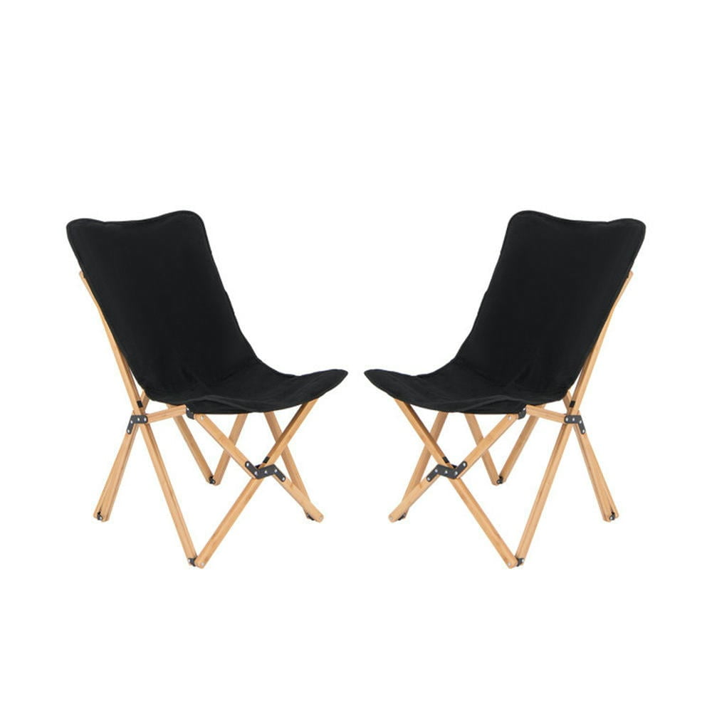 Spaco Set of 2 Bamboo Dorm Chair, Portable and Foldable Chair with Storage Pocket, Chair for Outdoor Camping and Fishing, Black Spaco Set of 2 Bamboo Dorm Chair, Portable and Foldable Chair with Storage Pocket, Chair for Outdoor Camping and Fishing, Black