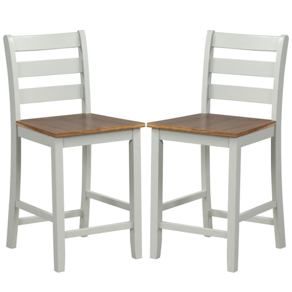Spaco Set of 2 Counter Bar Stool with Inclined Backrest and Footrest-Gray, Bar Height Stools, Counter Height Bar Stools for Kitchen, Dining Room