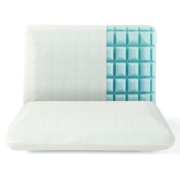 Spaco Set of 2 Gel Memory Foam Pillow 3D Cutting Air Flow Cooling Pillows with Pillowcase,
