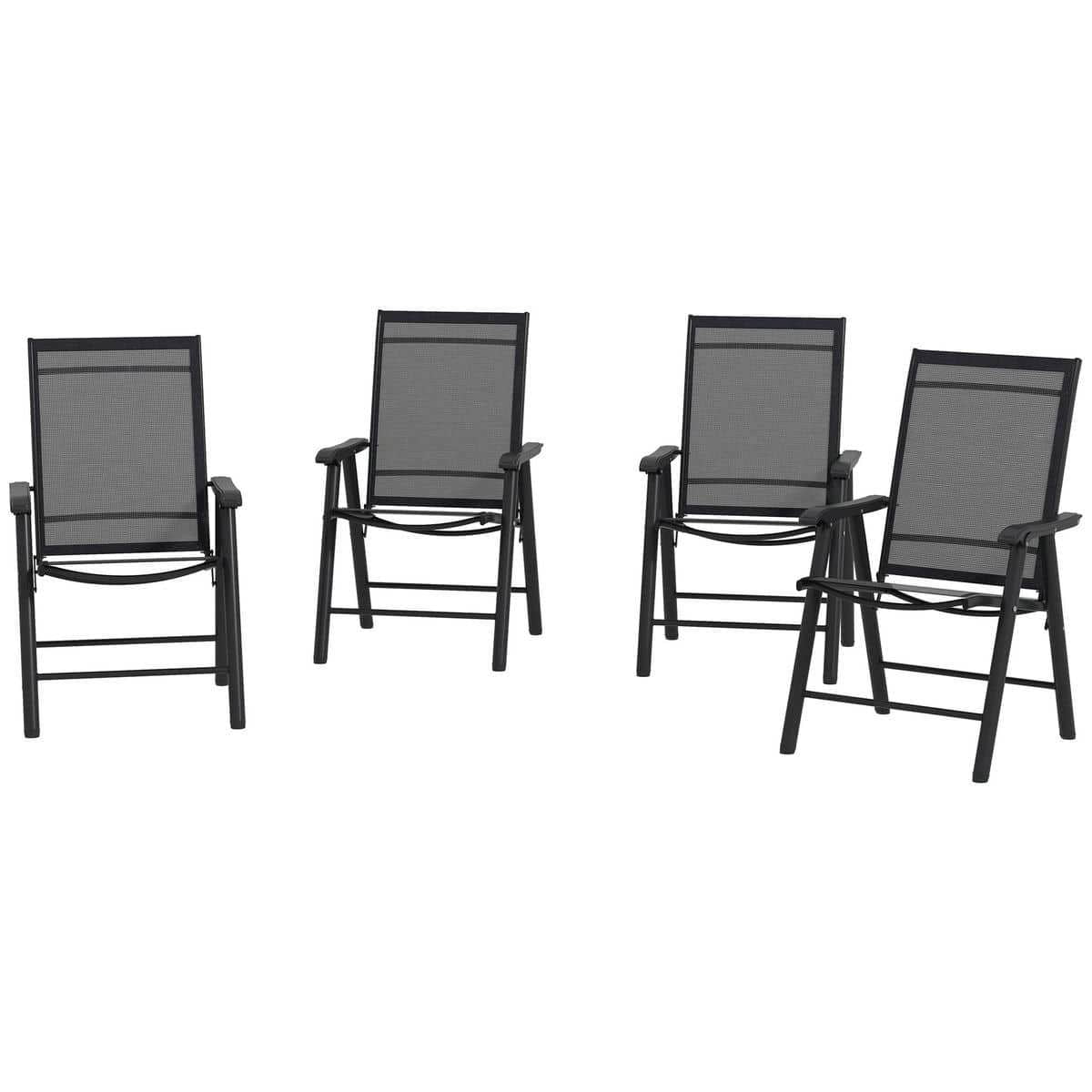 Spaco Set of 4 Outdoor Folding Chairs with Metal Frame, Stackable Patio ...