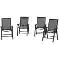 thumbnail image 1 of Spaco Set of 4 Outdoor Folding Chairs with Metal Frame, Stackable Patio Dining Chairs with Armrests for Outdoor as Backyard, Lawn, Garden, Black, 1 of 11