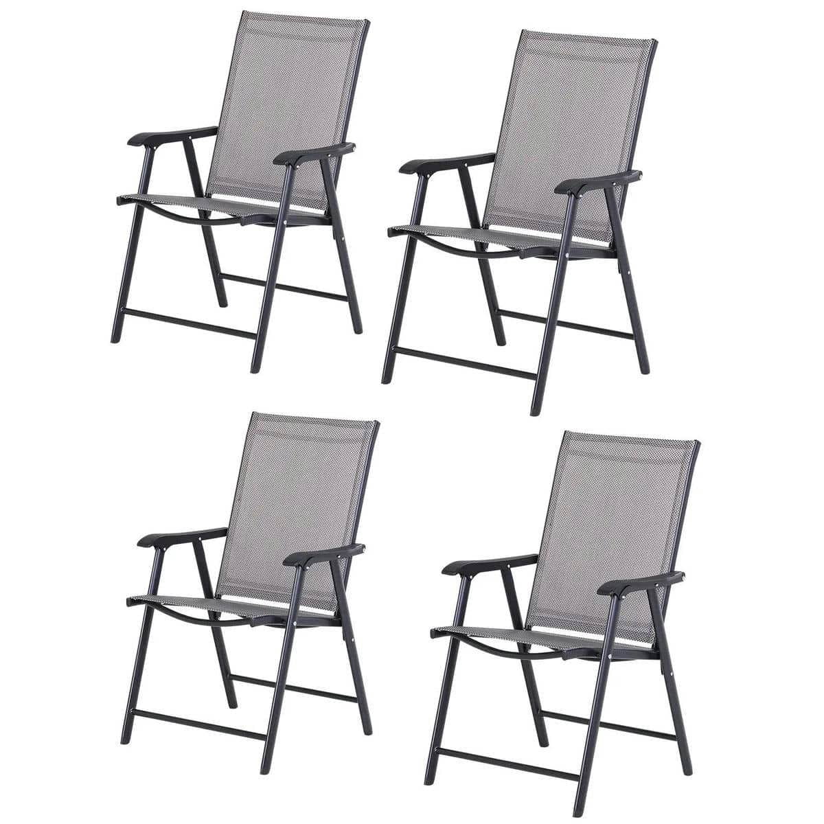 Spaco Set of 4 Outdoor Folding Chairs with Metal Frame, Stackable Patio ...