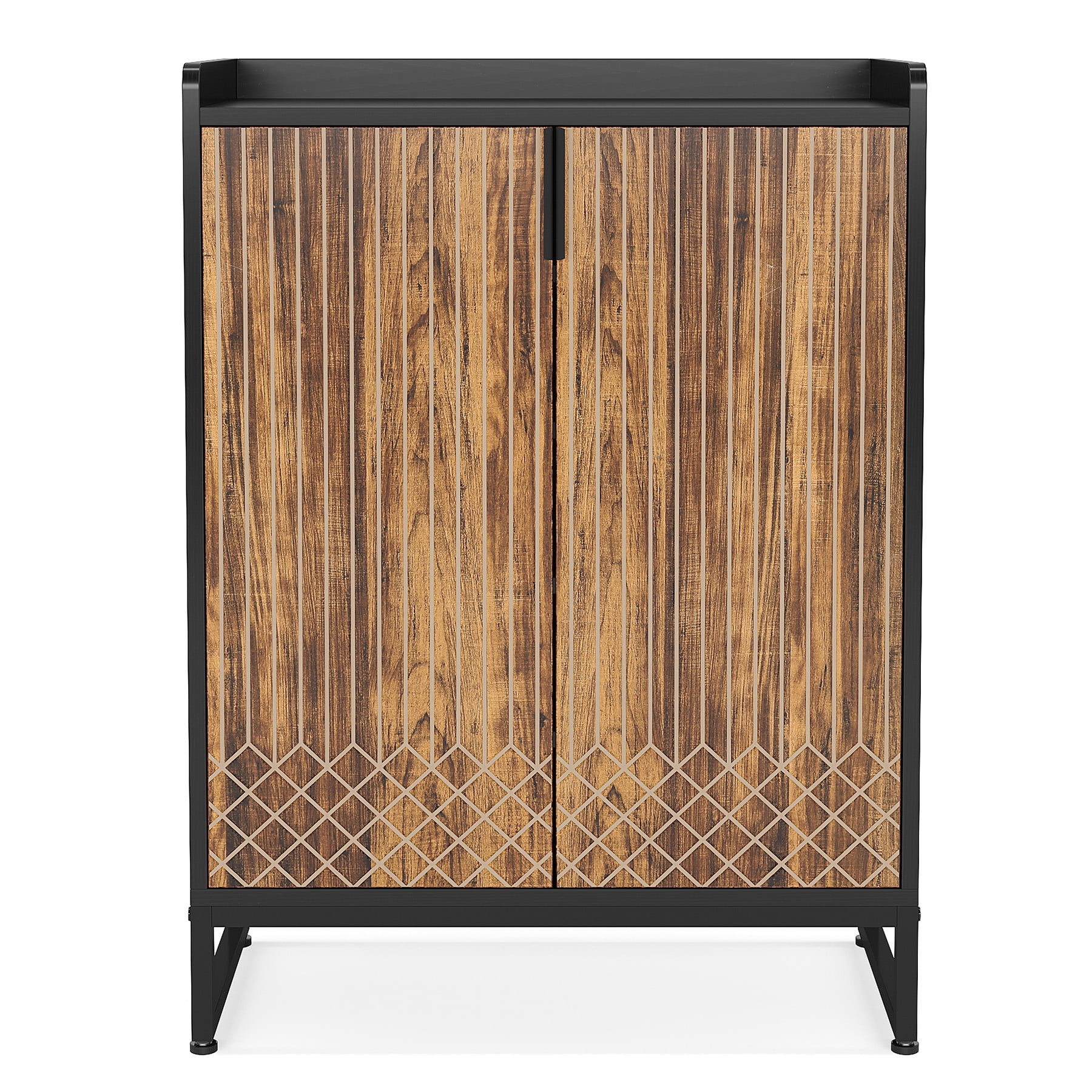 Spaco Shoe Rack, Minimalist White Shoe Cabinet, Elegant Storage for Any Room, Brown&Black