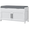 thumbnail image 1 of Spaco Shoe Storage Bench with Adjustable Shelves and Shutter Doors, Modern Entryway Bench with Cushion and Hidden Compartments for Indoor, White, 1 of 11