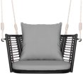 thumbnail image 1 of Spaco Single Person Hanging Seat with Woven Rattan Backrest, Single Swing Chair with Sturdy Metal Frame, Versatile Swing for Outdoor as Backyard, Front Porch, Garden, Gray, 1 of 6