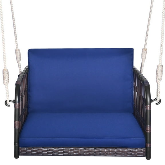 Spaco Single Person Hanging Seat with Seat and Back Cushions-Navy, 2-Seater Hanging Bench, Pillow for Backyard Garden Poolside
