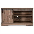thumbnail image 1 of Spaco Sliding Barn Door TV Stand with Adjustable Shelf Cabinet-Dark Walnut, Mid Century Modern TV Stand for Living Room Bedroom, 1 of 8