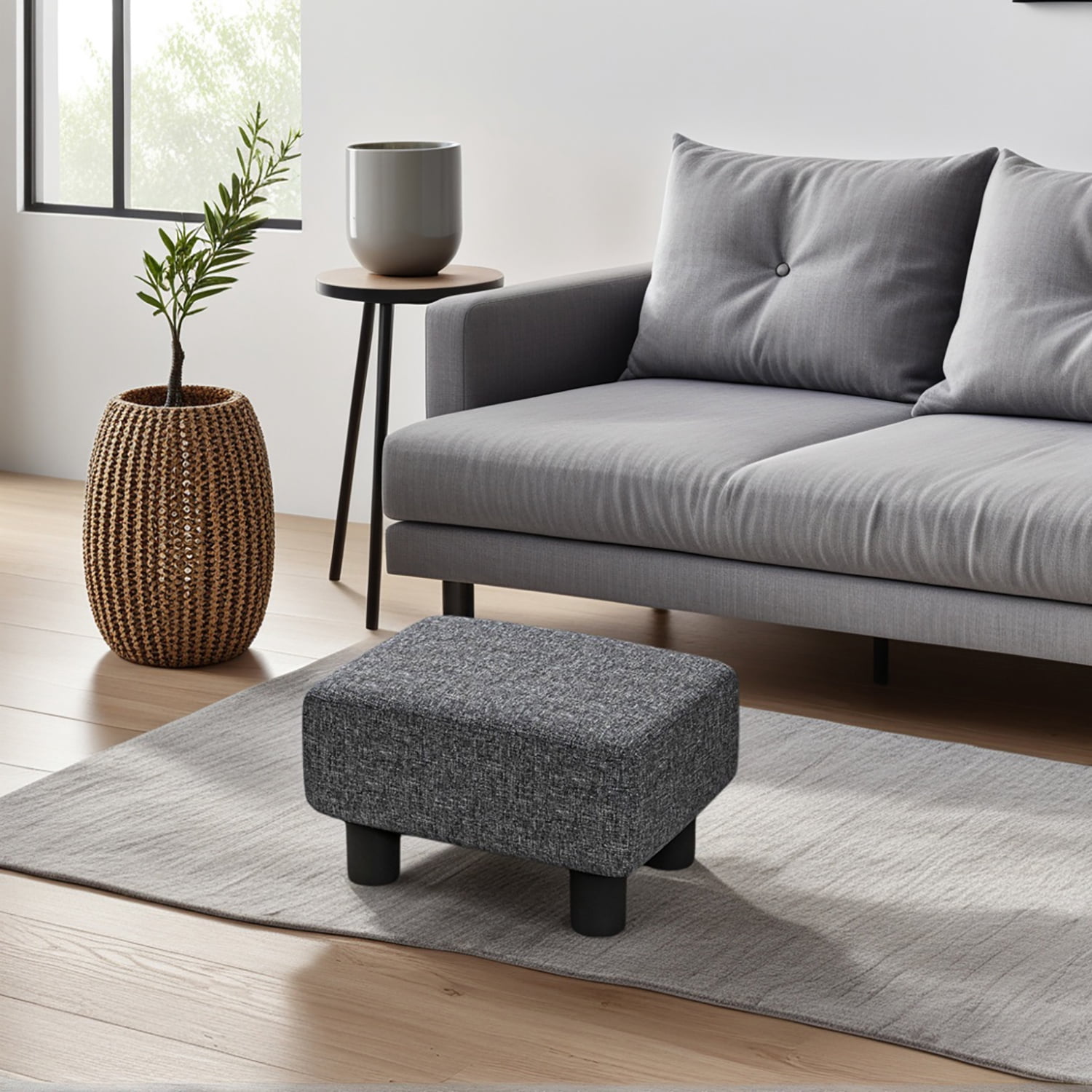 Spaco Small Ottoman Foot Rest and Cube Ottoman, Foot Stool with Linen ...