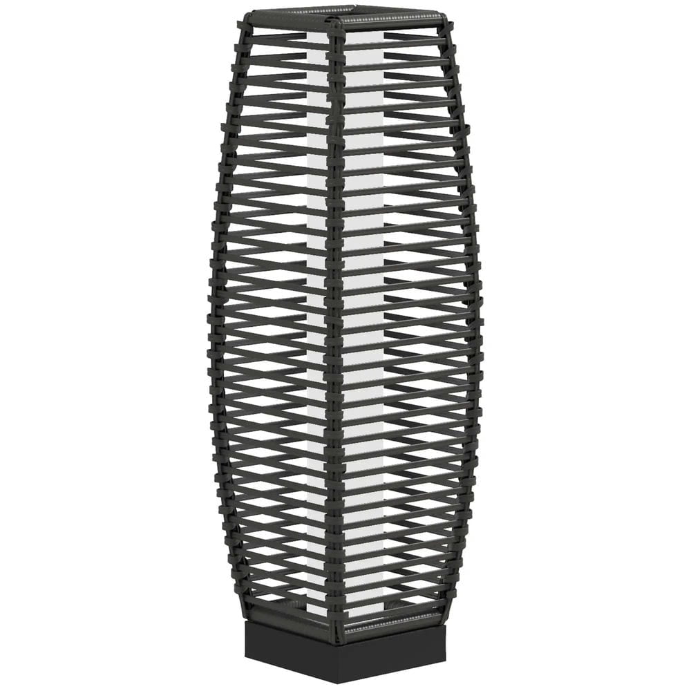 Spaco Solar Floor Lamp, Outdoor Rattan Garden Lantern Pathway Light & Decorative Driveway Lighting with Auto On/Off LED Lights for Outdoor as Porch, Yard, Lawn, Courtyard, Deck, Gray