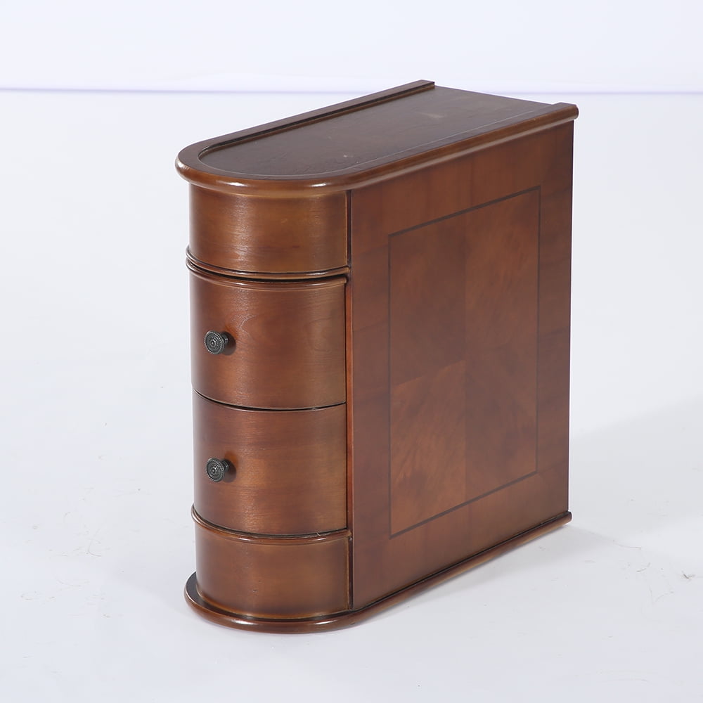 Spaco Solid Wood End Table, 2-Drawer Narrow Side Table Chair Side Table, No Assembly Required