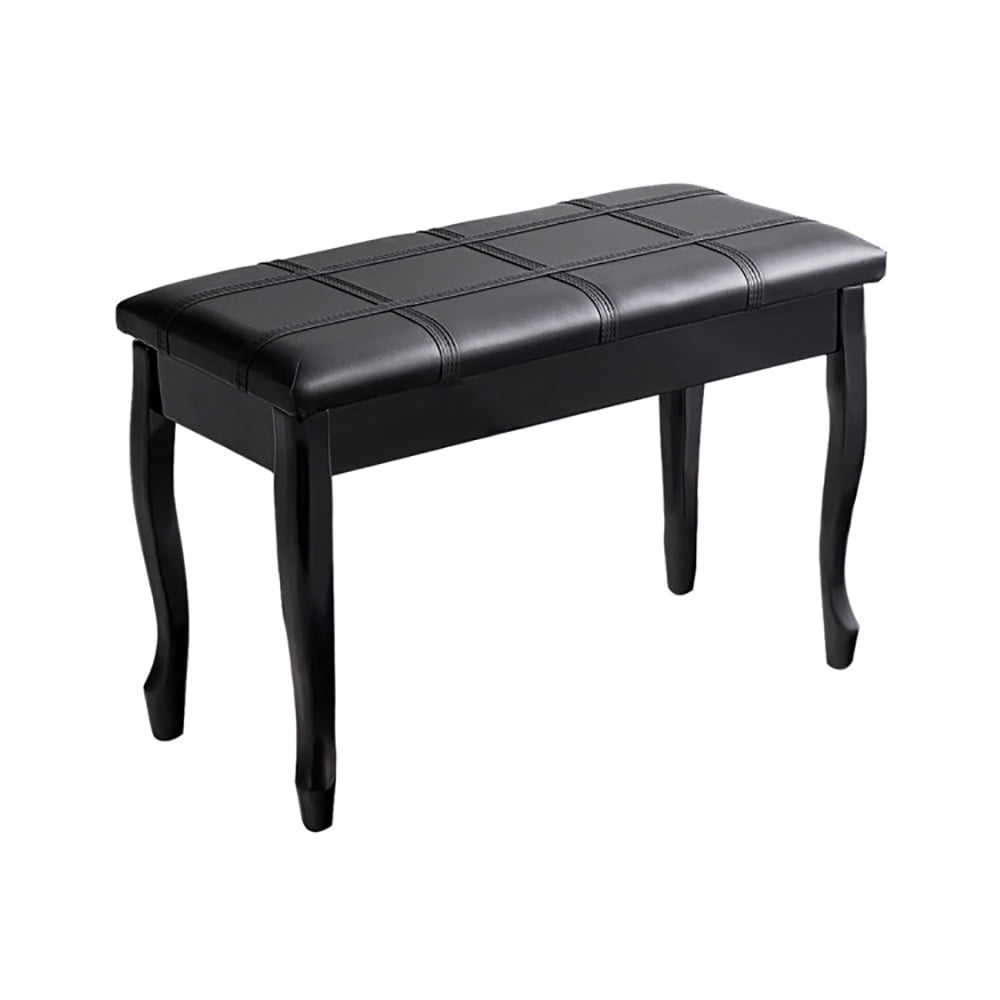 Spaco Solid Wood PU Leather Piano Bench with Storage, Piano Bench with Sturdy Construction, Musical Instrument Toy Stool, Black