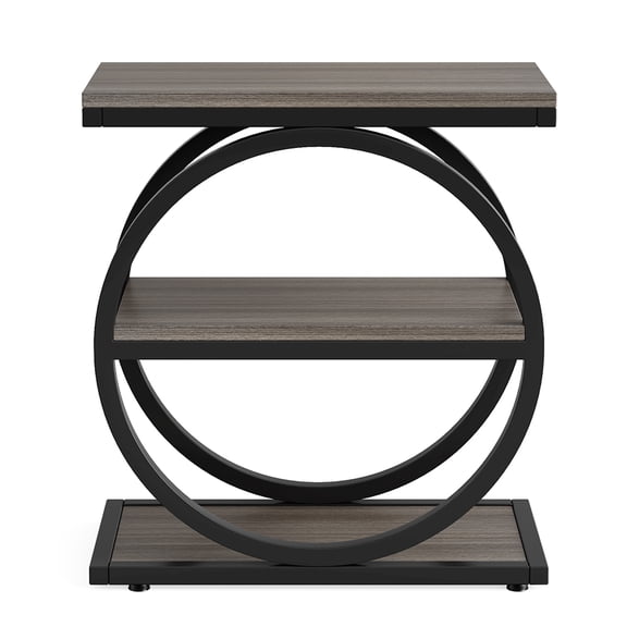 Spaco Space-Saving End Table, 3 Shelves, 23.62"W x 11.81"D x 25.59"H, Wood & Metal, Bedside Tables Small Dresser for Small Space
