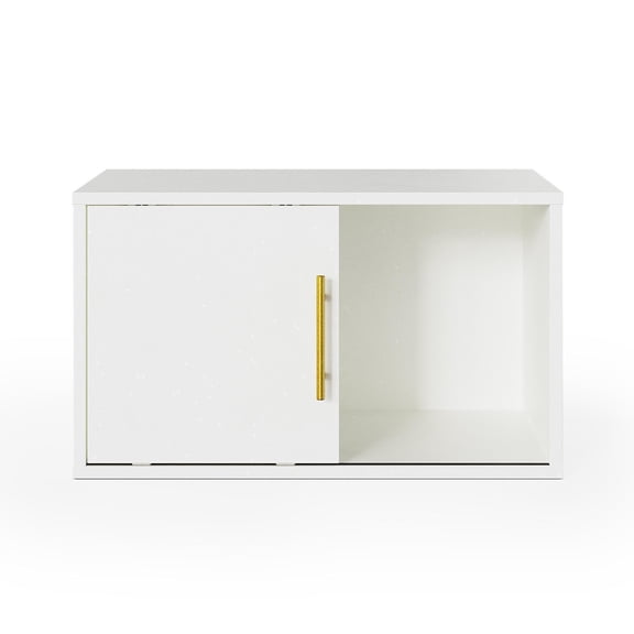 Spaco Stackable 24" Cube Storage Organizer with Sliding Door, Small Bookcase for Small Spaces, Living Room, White