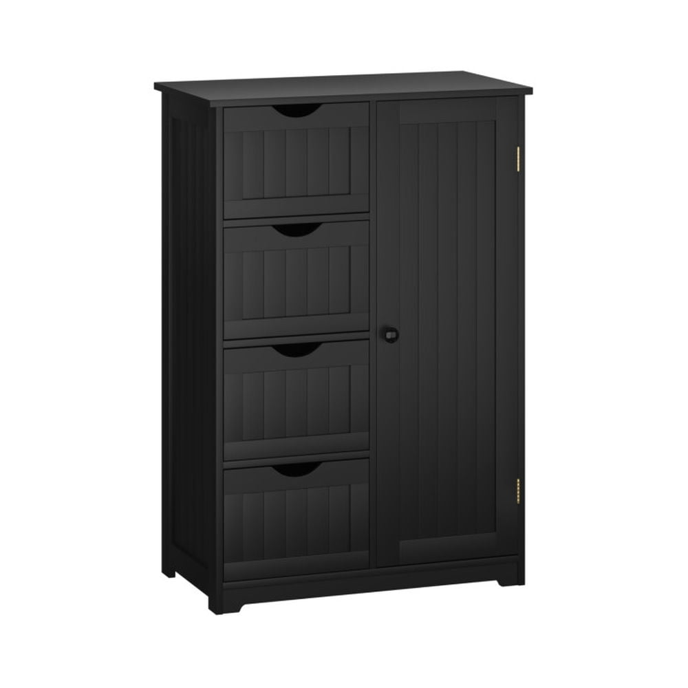 Spaco Standing Indoor Wooden Cabinet with 4 Drawers-Black, Bathroom Storage Cabinet for Entryway Storage, Home Office Furniture