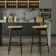 thumbnail image 1 of Spaco Swivel Bar Stools Set of 2, Paper Rope Handwoven Bar Stools with Back, Rustic Round Counter Chairs for Dining Room, Kitchen Island, Yellow, 1 of 9