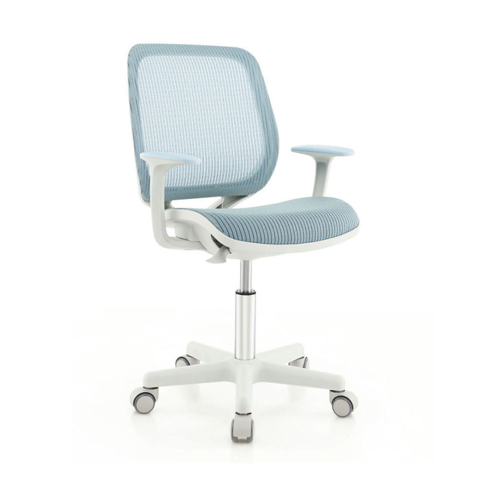 Blue Adjustable Mesh Kids Swivel Desk Chair with Fixed Arms