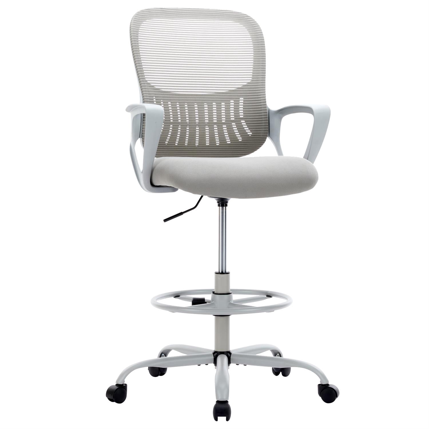 Spaco Tall Office Chair, Counter Height, Adjustable, High-Density Foam, Gray