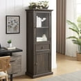 thumbnail image 1 of Spaco Tall Storage Cabinet, Freestanding Cabinet with Glass Door and Shelves, Sideboard Cabinet, Cabinet with Drawer for Indoor as Living Room, Brown, 1 of 12