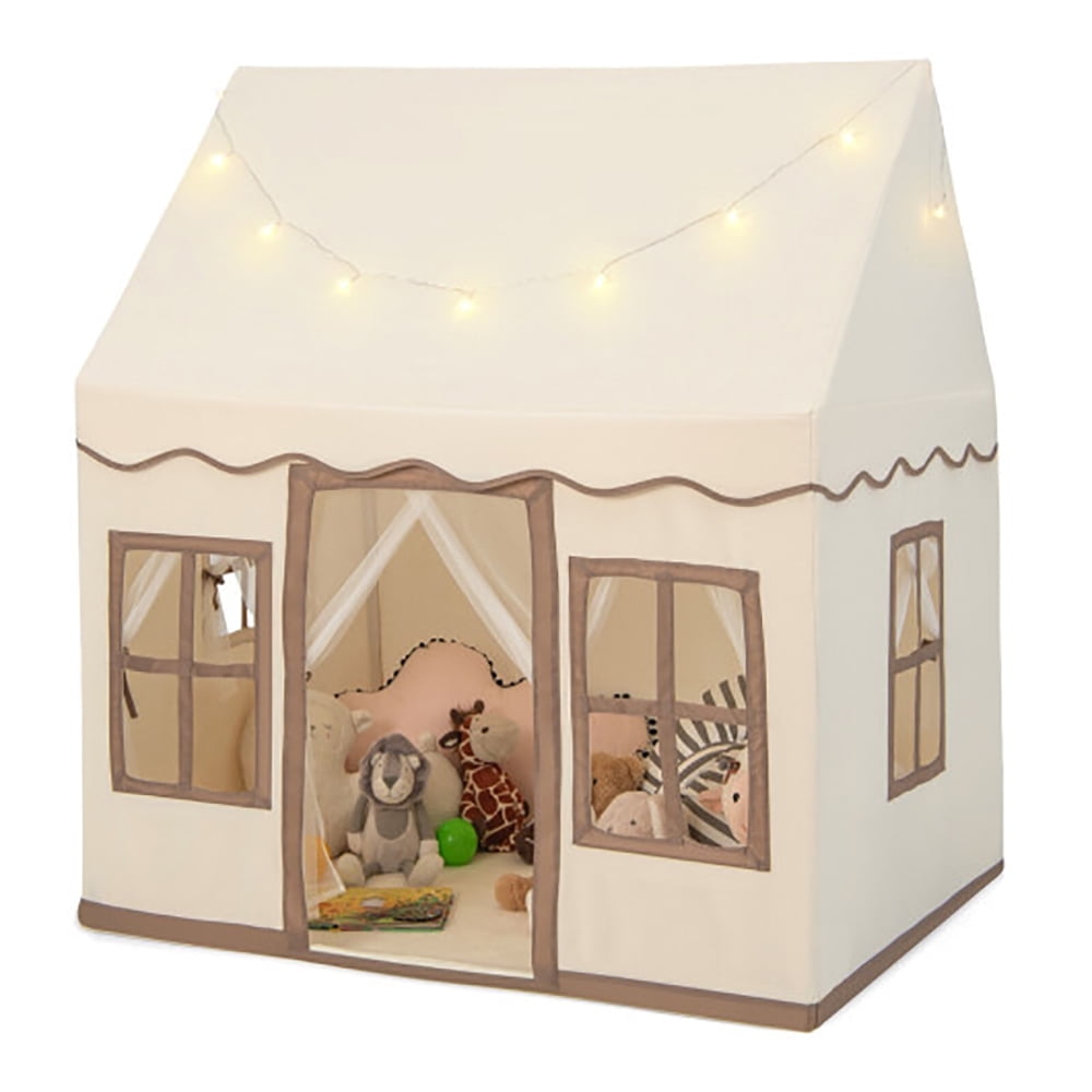 Spaco Toddler Large Playhouse, Playhouse with Star String Lights, Ideal Holiday Birthday Gift for Kids Ages 2-6, Brown Spaco Toddler Large Playhouse, Playhouse with Star String Lights, Ideal Holiday Birthday Gift for Kids Ages 2-6, Brown