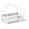 thumbnail image 1 of Spaco Twin Size House Bed with Roof with 14 Storage Cubes and Enclosed Cabinet, Simple Bed Frame for Indoor as Bedroom, White, 1 of 9